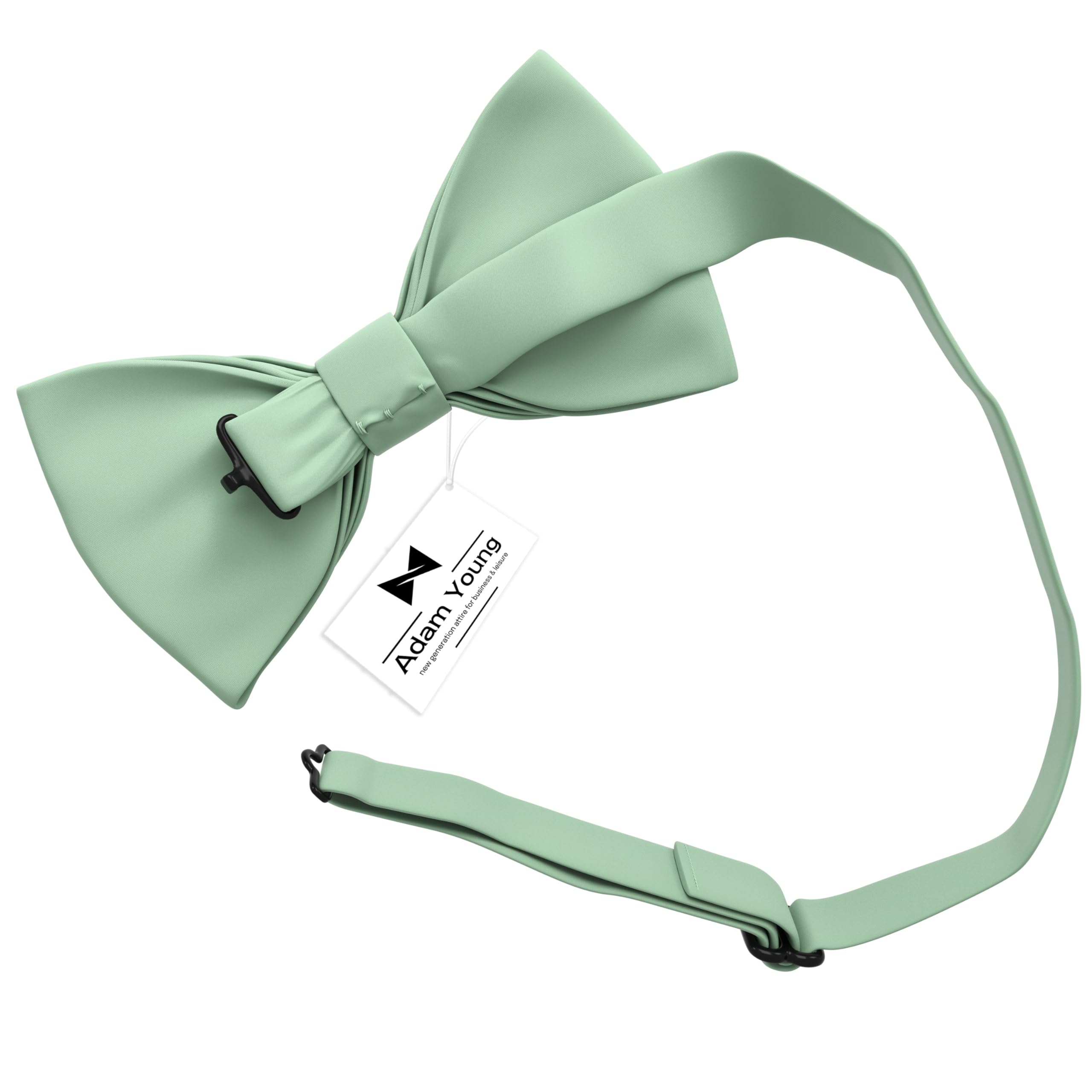 Adam Young Men's Bow Ties with Handkerchief Pre-Tied Style Formal Satin Classic Bowtie for Tuxedo Faux Silk - Image 3