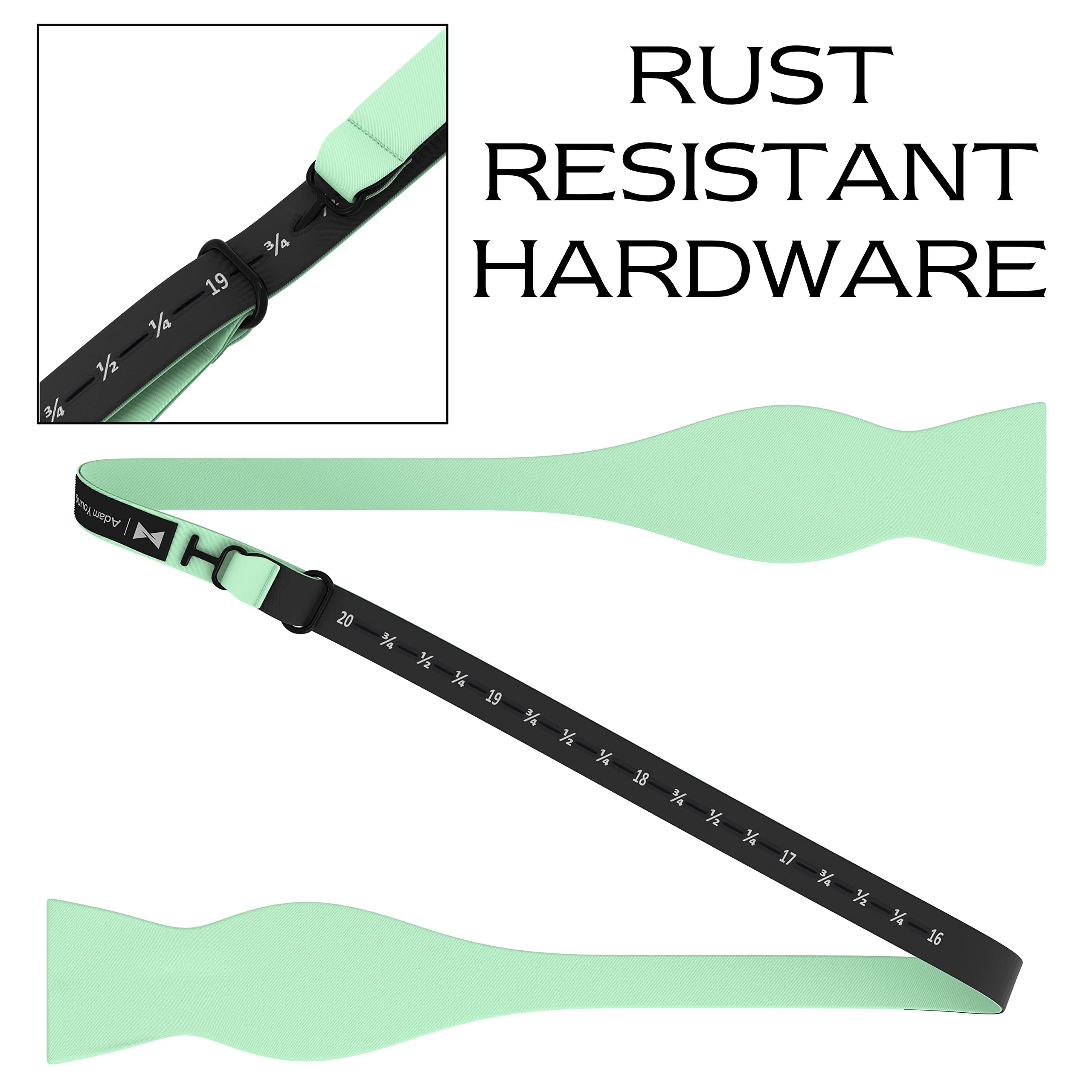 Adam Young Men's Self Tie Bow Tie Sets w/Pocket Squares & Cufflinks Sami-Glossy Satin Classy Bowtie for Tuxedo Faux Silk - Image 4