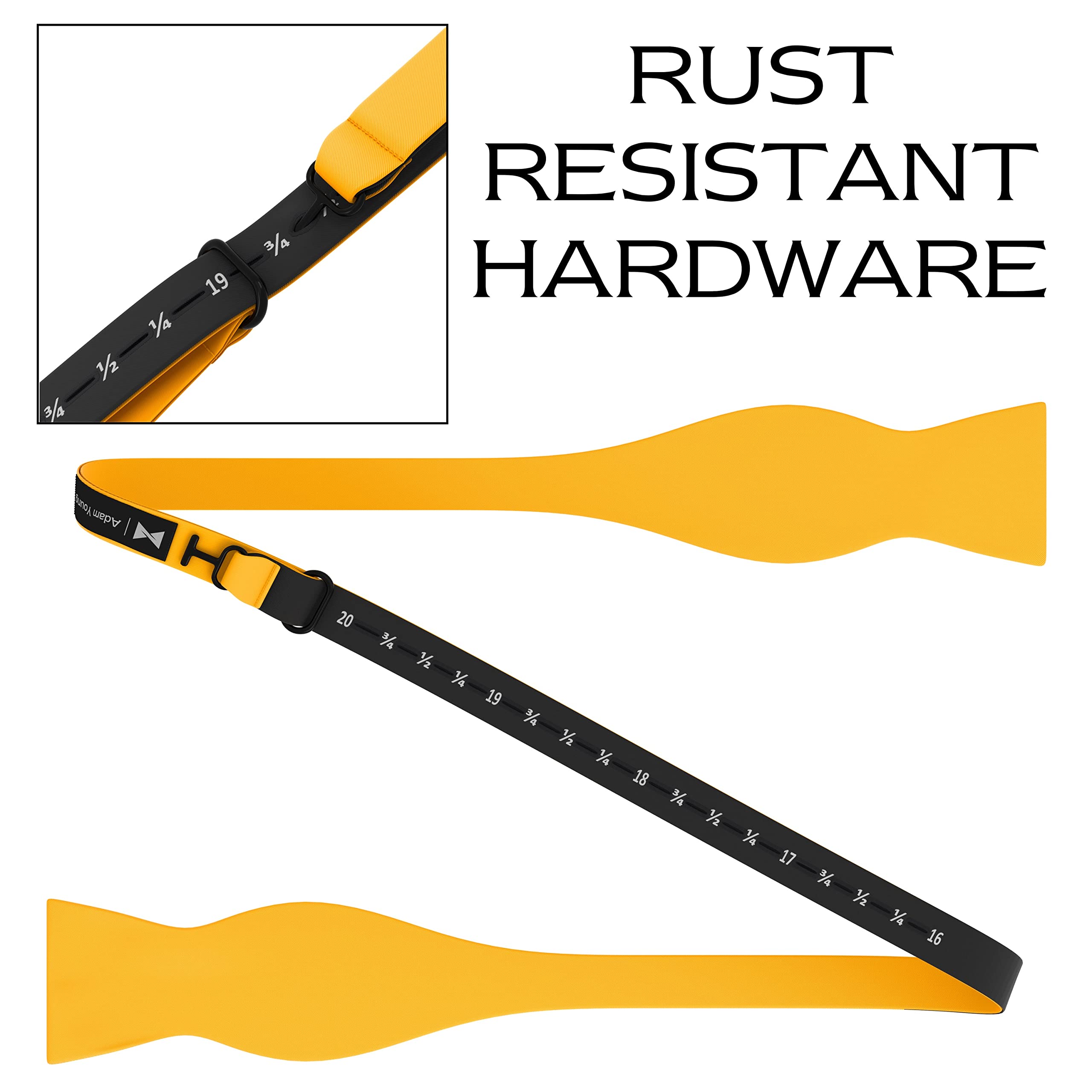 Adam Young Men's Self Tie Bow Tie Sets w/Pocket Squares & Cufflinks Sami-Glossy Satin Classy Bowtie for Tuxedo Faux Silk - Image 4