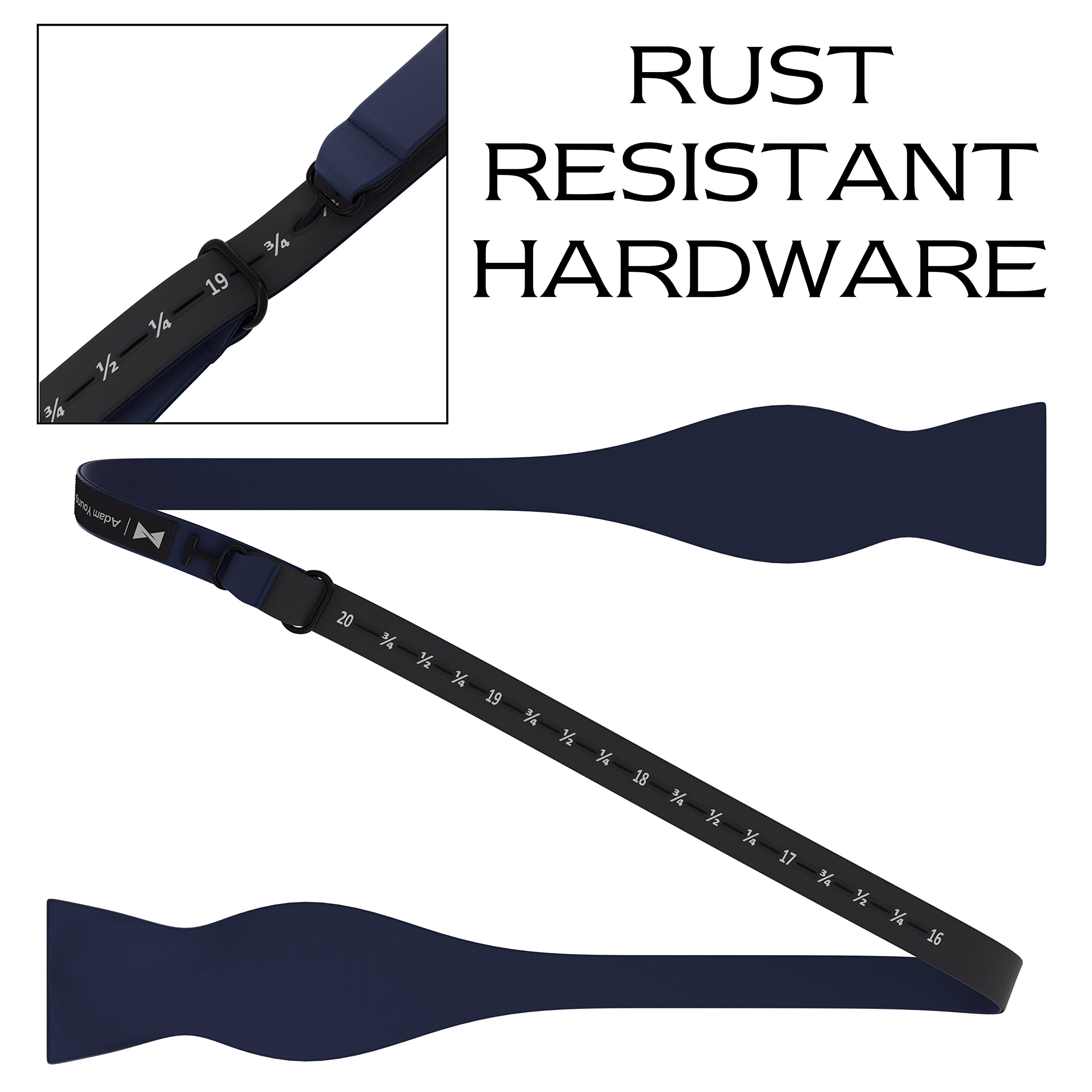 Adam Young Men's Self Tie Bow Tie with Pocket Squares Made of Sami-Glossy Satin Bowtie for Tuxedo Faux Silk - Image 4