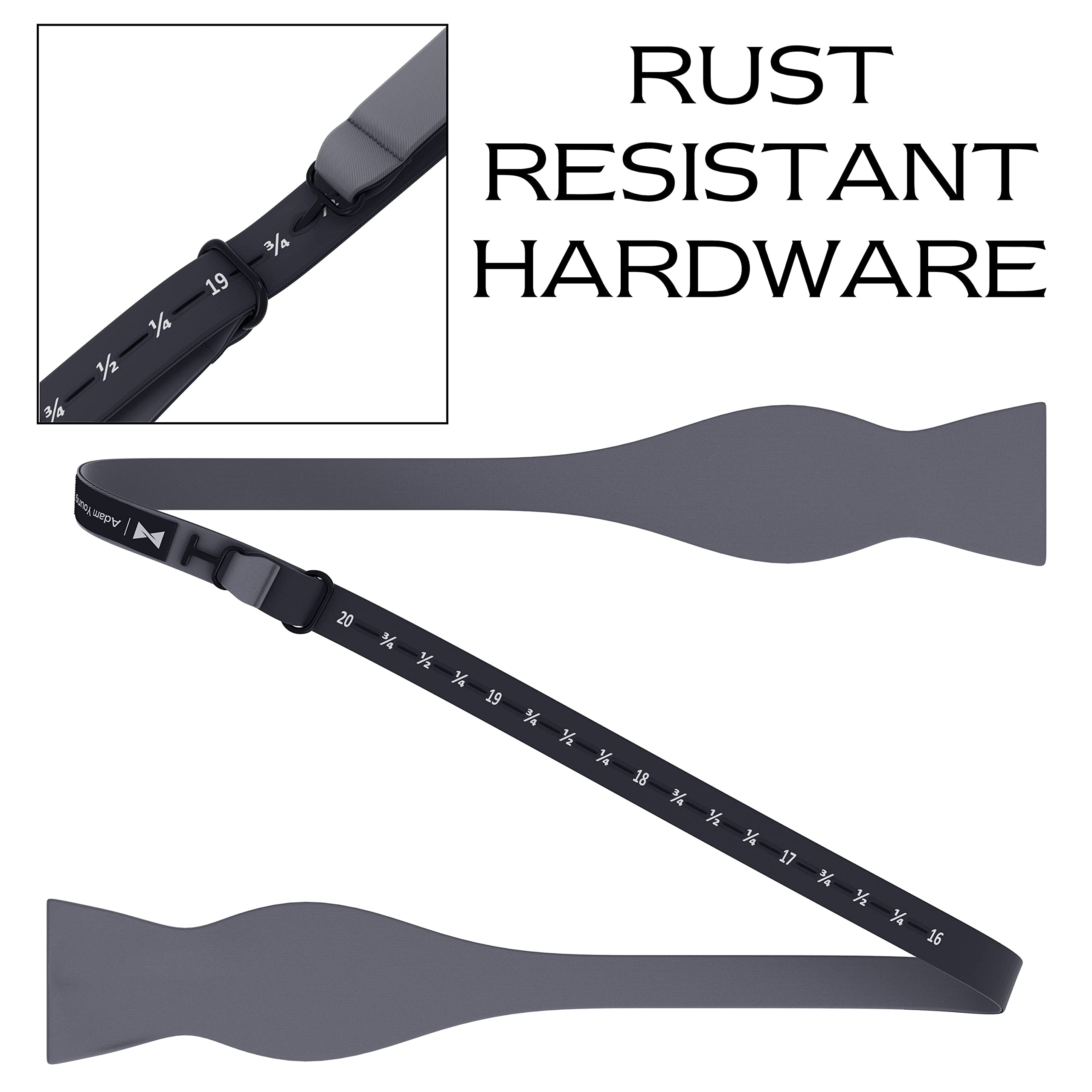 Adam Young Men's Self Tie Bow Tie with Pocket Squares Made of Sami-Glossy Satin Bowtie for Tuxedo Faux Silk - Image 4