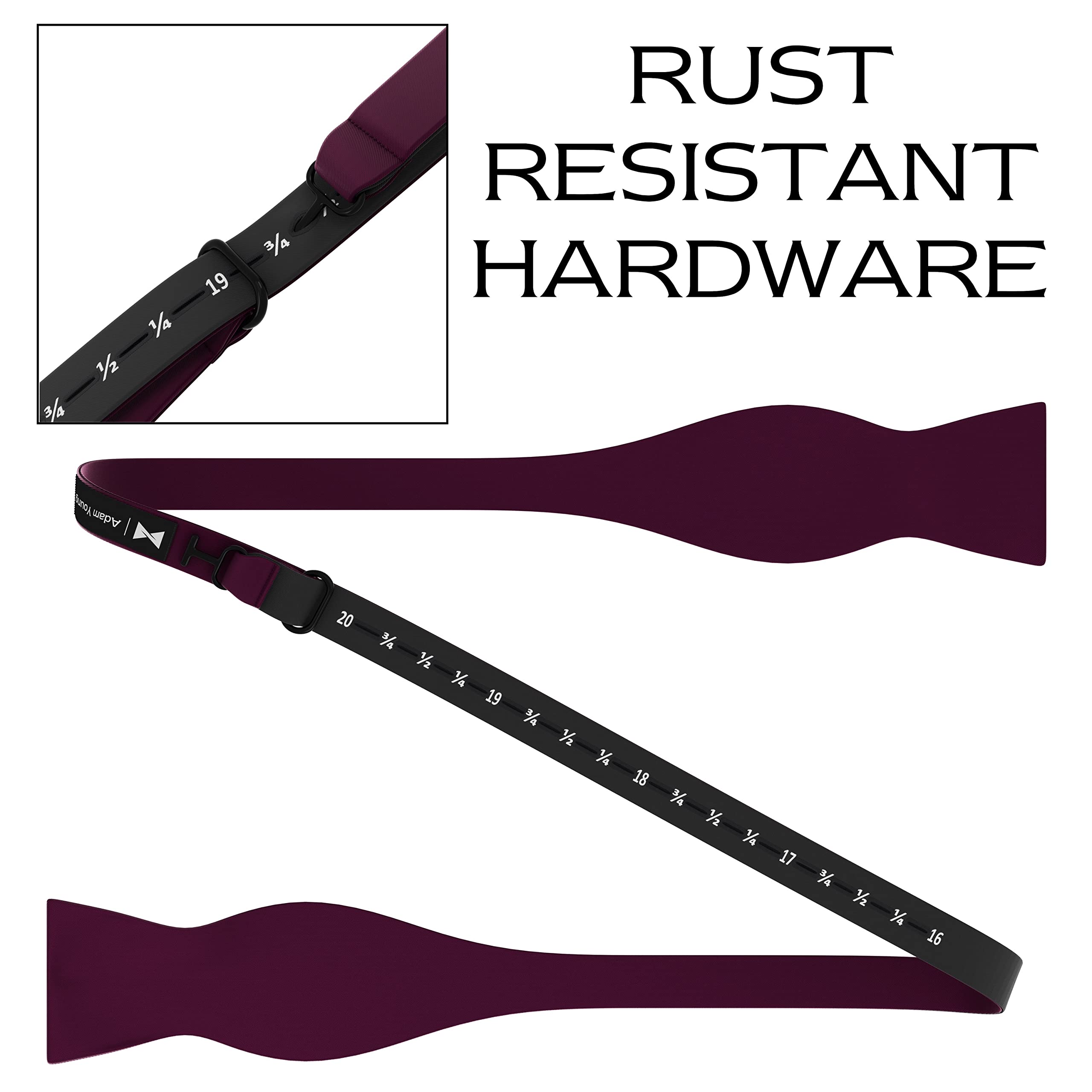 Adam Young Men's Self Tie Bow Ties Made of Sami-Glossy Satin Classic Bowtie for Tuxedo Faux Silk - Image 4